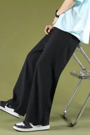 Men's Loose-fit Ice Silk Pants Summer Thin Straight-leg Casual Pants Trendy Wide-leg Sweatpants Casual For Men