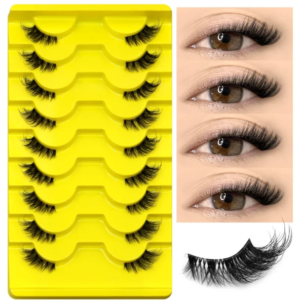GROINNEYA False Eyelashes Cat Eye Lashes Natural Long Half Eye Lashes Short Wispy Clear Band Lashes 3D Faux Mink Lash Multipack - Image 2