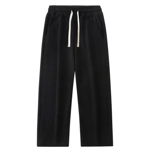 Loose Wide Leg Sweatpants Men’s Casual Trousers Autumn Winter Loose Fit Straight Leg Pants Rope Waist Sports Leisure Trousers