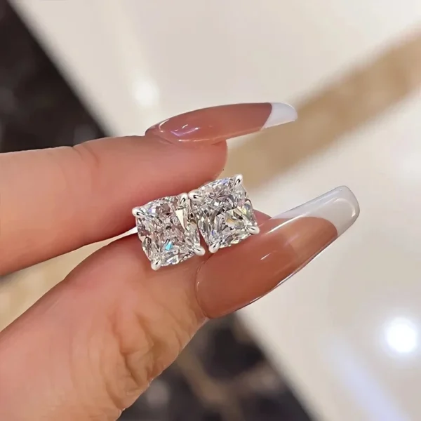 Huitan Simple Cubic Zirconia Stud Earrings for Women Silver Color Fashion Versatile Ear Piercing Crystal Earrings Female Jewelry - Image 6