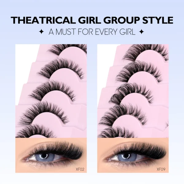 GROINNEYA False Eyelashes Cat Eye Lashes 5/7 Pairs Half Eye Lashes Fluffy Soft Natural Look Nvisible Band Mink lashes Makeup - Image 6