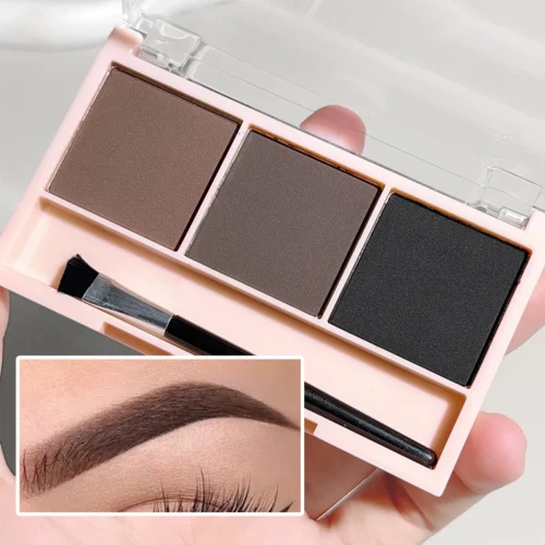 3-Color Brow Powder Set with Brush – Long-lasting, color-resistant, versatile contour makeup set for natural, three-dimensional