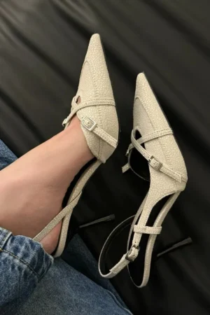 2025 New Women's Jeans Heeled Sandals Pointed High Heel Office Lady Shoes Beautiful Women high heels Shoes sandalias mujer