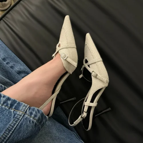 2025 New Women’s Jeans Heeled Sandals Pointed High Heel Office Lady Shoes Beautiful Women high heels Shoes sandalias mujer