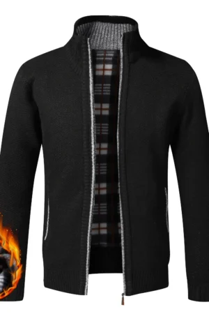 Autumn Winter Warm Cardigan Men Fleece Sweaters Full Zip Jackets Slim Fit Luxury Brand Knitted Sweater Coat American Jersey