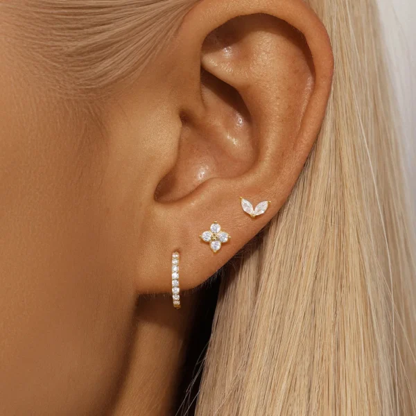 3PCS Luxury Star Pendant Piercing Earrings Set For Women Stainless Steel Zircon Punk Ear Studs Earring Lady Jewelry aretes - Image 3