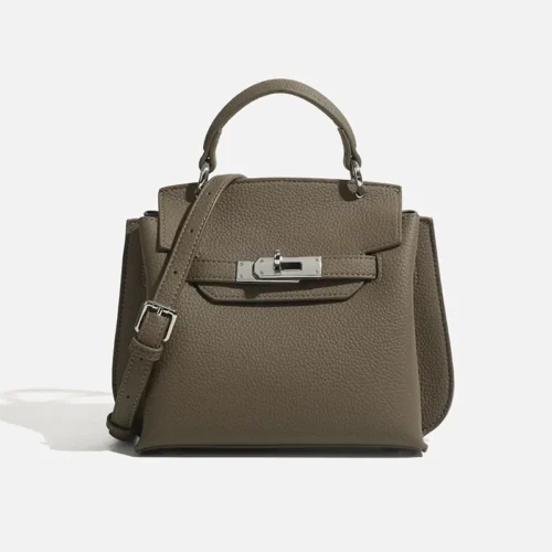 Fashionable Kelly Bag 2025 New Women’s Crossbody Bag Retro Lychee Pattern Lock Buckle Single Shoulder Diagonal Bag Luxury Feel