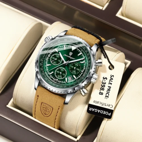 POEDAGAR Luxury Man Watch Quartz Waterproof Luminous Date Chronograph Leather Men Wristwatch Military Sports Men’s Watches Reloj