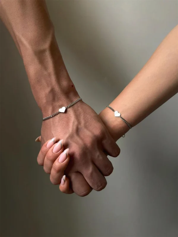 2 stainless steel material love bracelet set for couples, women's fashionable and exquisite chain bracelet, wearable all year ro