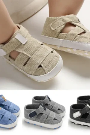 0-24montsh Infant Boys Canvas Shoes Moccasins Child Sandals Boys Summer Sandals Sneakers For Baby Boys Solid Black Sandals