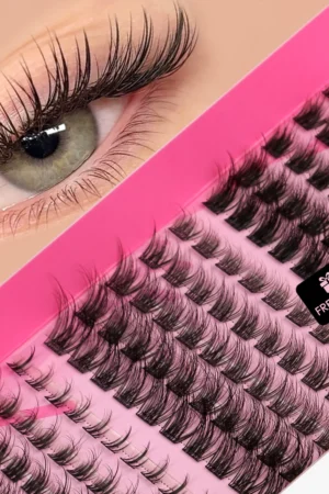 GROINNEYA DIY Lashes Extension Kit Individual Lashes Clusters Faux Mink Eyelash Extension Mix set with Lash Bond and Seal Makeup