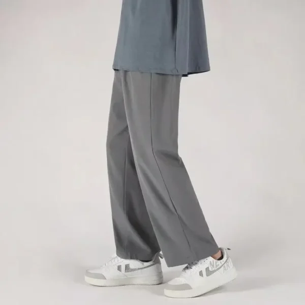 Men's Loose-fit Ice Silk Pants Summer Thin Straight-leg Casual Pants Trendy Wide-leg Sweatpants Casual For Men - Image 2