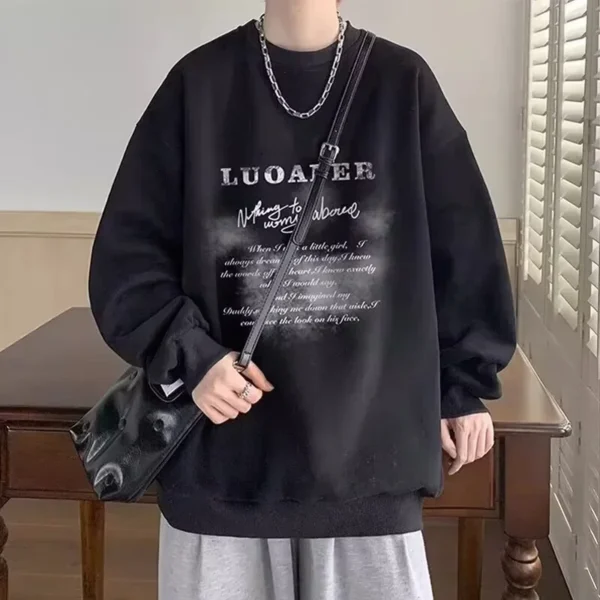 New Vintage Letter Printed Pullover Hoodies For Men Goth Sweatshirts Streetwear Oversize Hoody Hip Hop Fleece Y2K Clothes - Image 4