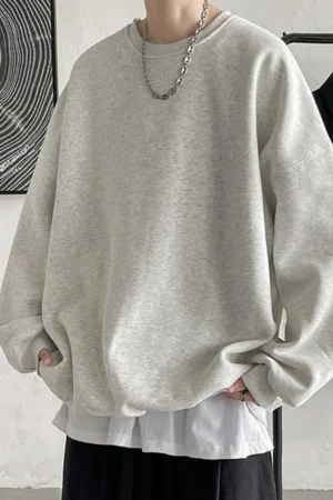 Men Sweatshirt Men Fall Sweatshirt Cozy Unisex Sweatshirt Thick Warm Stylish Men's Fall/winter Top for Couples Loose Fit Solid