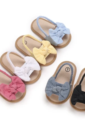 Cute Bowknot Baby Sandals for Girl Shoes Summer Princess Soft Sole Non-slip Open Toe Walking Infant Shoes for Beach Slippers