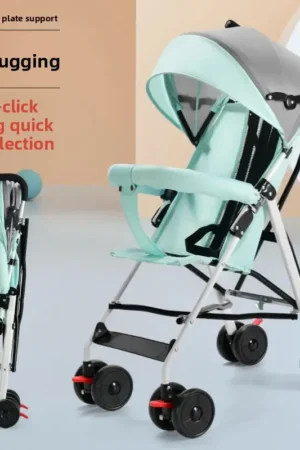 Ultra Lightweight Foldable Baby Stroller Portable for Outdoor Use Four-Wheel Hand Push Carriage Child Sitting Lying down