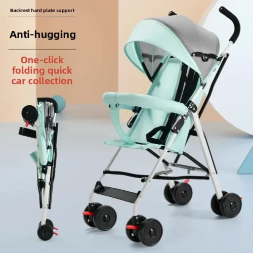 Ultra Lightweight Foldable Baby Stroller Portable for Outdoor Use Four-Wheel Hand Push Carriage Child Sitting Lying down