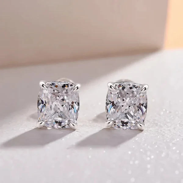 Huitan Simple Cubic Zirconia Stud Earrings for Women Silver Color Fashion Versatile Ear Piercing Crystal Earrings Female Jewelry - Image 4