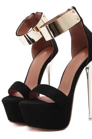 Liyke Designer Metal Ankle Cover Strap Women Sexy 16CM Sandals Platform High Heels Party Club Stripper Pole Dance Shoes Size 46