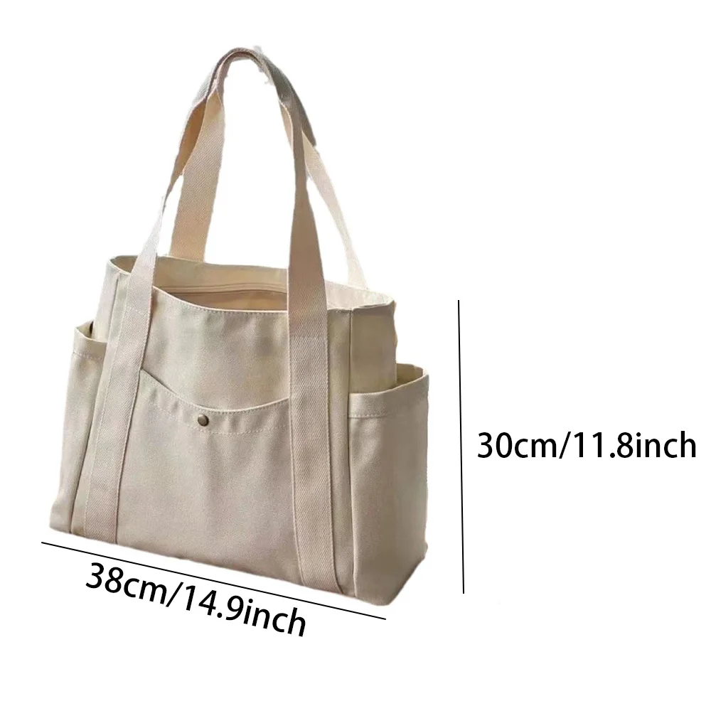 Large Capacity Canvas Tote Bags for Work Commuting Carrying Bag College Style Student Outfit Book Shoulder Bag Shopping Bag 6 Large Capacity Canvas Tote Bags for Work Commuting Carrying Bag College Style Student Outfit Book Shoulder Bag Shopping Bag - Image 6