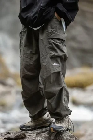 Men's Spring and Autumn New Waterproof Hip Hop Mountaineering Pants Casual Harajuku Work Pants Black Cargo Outwear Pants