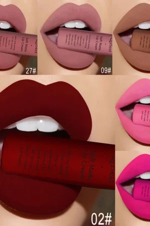 QIBEST Brand 34 Colors Waterproof Matte Nude Lipstick Lipkit Pigment Dark Red Black Long Lasting Lip Gloss Women Makeup Lipgloss