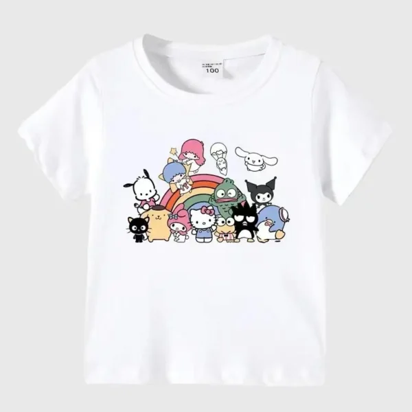 Anime Cartoon Children T Shirt Kuromi Hello Kitty Summer New Kawaii Short Sleeves Fashionable Soft Breathable Comfortable Sweet - Image 6