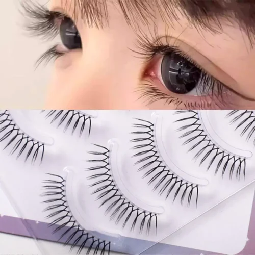 5 Pairs Korean U-shaped False Eyelashes Natural Transparent Stem Lash Extension Comic Eye Simple Daily Handmade Soft Makeup Tool