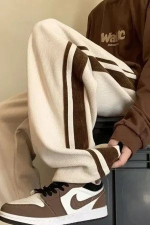 Men's Corduroy Straight-Leg Casual Pants New 2024 Spring Autumn Collection Chenille Wide-Leg Trousers For Young Men