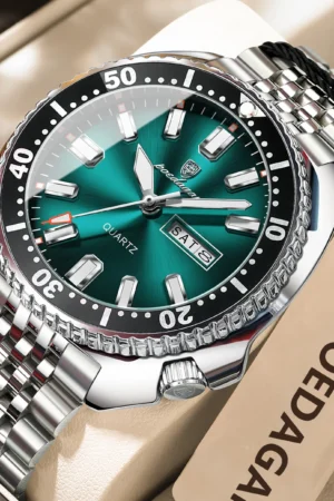 POEDAGAR Business Men Watch Date Week Waterproof Luminous Luxury Man Wristwatch Sports Stainless Steel Men's Quartz Watches Male