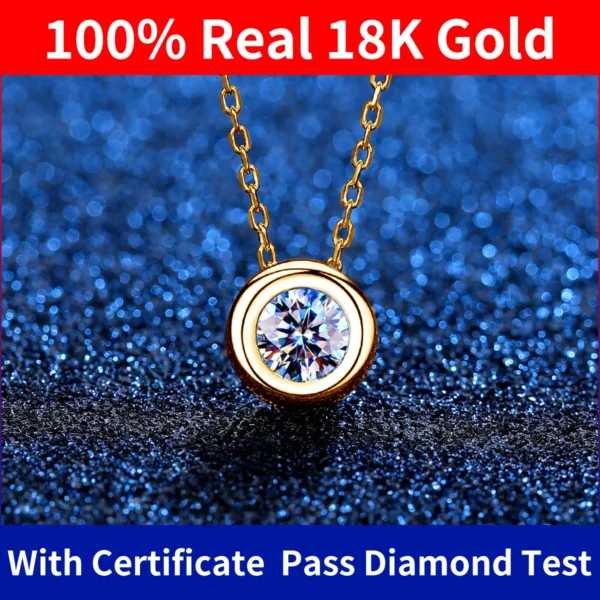 100% Real 18k Gold Necklace With Moisanite 0.5ct D Color VVS1 Certificated Dubai AU750 Jewelry For Women Wedding Gift Wholesale - Image 2