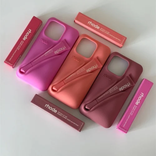 ROHDE Lipstick Slot Holder Soft Silicone Case For iPhone 17 Air 16E 16 15 14 13 12 11 Pro Max Plus Solid Color Cover With Box