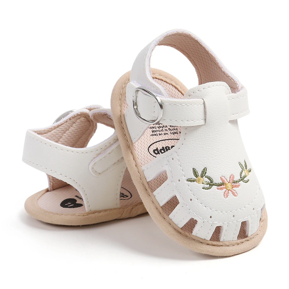 2024 Newborn Baby Girl Sandals Summer Embroidered Leisure Comfortable Lightweight Floral Soft Sole Wrap Toe Sandals For 0-18M 1 2024 Newborn Baby Girl Sandals Summer Embroidered Leisure Comfortable Lightweight Floral Soft Sole Wrap Toe Sandals For 0-18M
