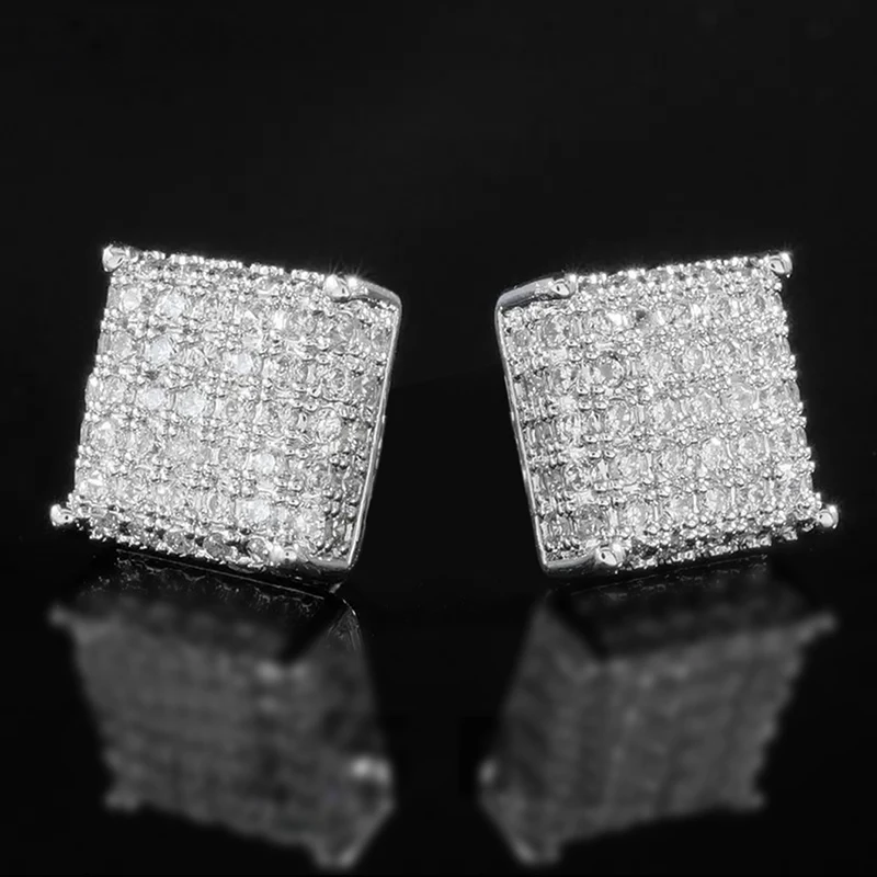 Huitan Women Men Stud Earrings Classic Square Shaped Ear Stud Piercing Sparkling Cubic Zirconia Daily Wearable Versatile Jewelry 2 Huitan Women Men Stud Earrings Classic Square Shaped Ear Stud Piercing Sparkling Cubic Zirconia Daily Wearable Versatile Jewelry - Image 2