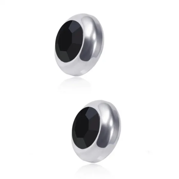 1 Pair Ear Studs Non-Piercing Magnetic Stainless Steel Round Colored Rhinestone Embedded Men Women Earrings Fashion Jewelry - Image 5