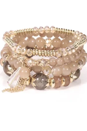 4Pcs/Set Boho Colorful Beads Bracelet Set For Women Fashion Tassel Charm Glass Beaded Chain Wristband Female Jewelry Gift