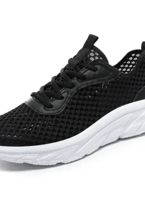 MAEDEF Summer Men's Casual Flats Shoes Hollow Mesh Sneakers Men Trendy Lightweight Gym Shoe Lace Up Breathable Mens Trainers Men