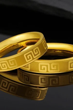 24K pure gold ring for couples, 9999 real gold romantic love gold ring, jewelry birthday gift