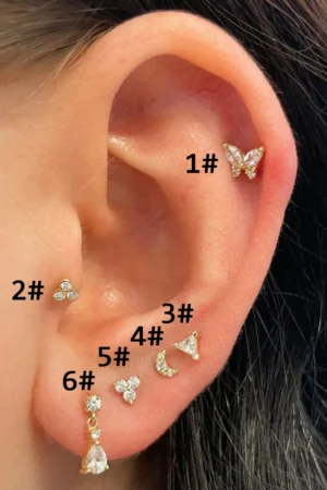 1pc Helix Piercing Butterfly Earrings Women Trend Zircon Mini Cartilage Ear Jewelry Daith Piercing Rook Tragus Body Accessories