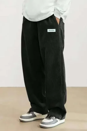 Men's corduroy loose European size hanging multi-functional casual straight leg pants, suitable for daily travel