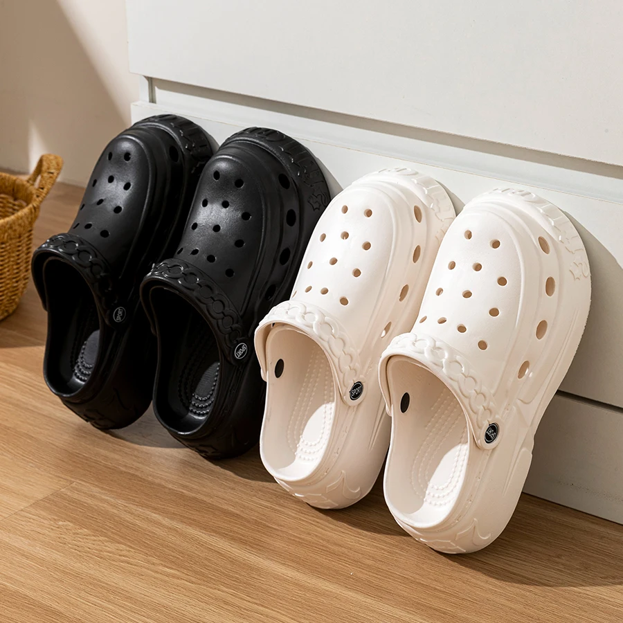 Women's Summer Hole Shoes Hollow Out Thick Sole Anti-slip Outdoor Beach Sandals Men Fashion Comfortable Home Slippers 1 Women's Summer Hole Shoes Hollow Out Thick Sole Anti-slip Outdoor Beach Sandals Men Fashion Comfortable Home Slippers