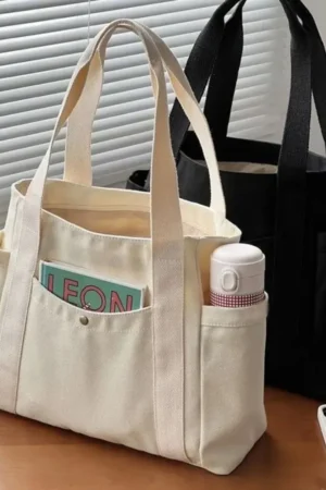 Large Capacity Canvas Tote Bags for Work Commuting Carrying Bag College Style Student Outfit Book Shoulder Bag Shopping Bag