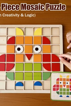 Colorful Geometric Shapes Puzzle Toys 120Pcs Wooden Blocks Kids Montessori Games Educational Toddler Gift Creative Learning Play