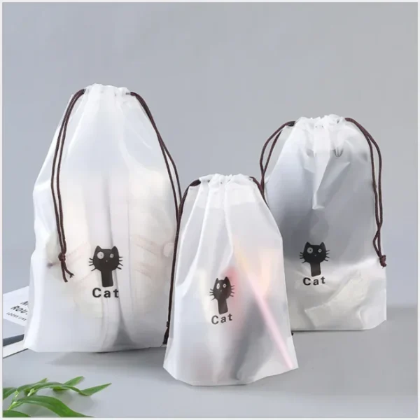 Portable Waterproof Transparent Women's Toiletries Drawstring Bath Wash Beauty Kit Cartoon Cosmetic Storage Makeup Bag - Image 6