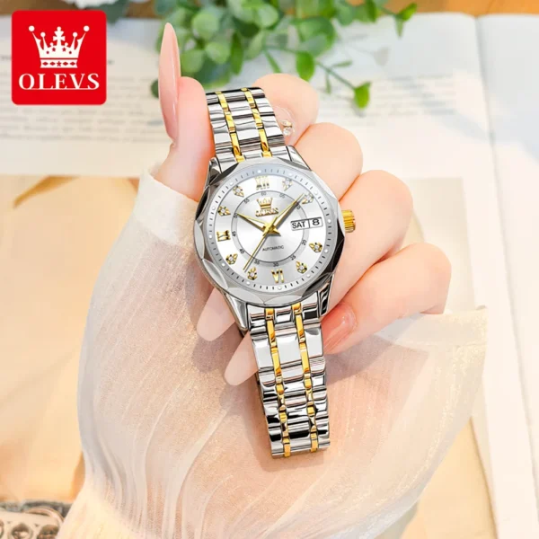 OLEVS 6727 Ladies Watch Automatic Mechanical Watch Stainless Steel Waterproof Calendar Week Watches For Women Luxury Elegant New - Image 2