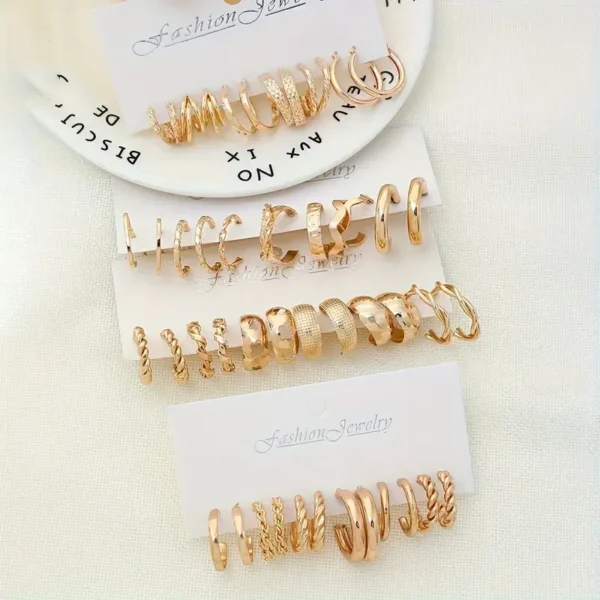 24-Pair Vintage-Inspired Small Hoop Earring Set for Women Elegant Geometric Iron Ear Ornaments for Daily Wear Gifts 2024 Jewelry - Image 6