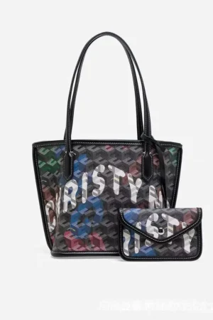 Mini Tote Bag Christy Ng Cross-Border Handbag Sturdy Handle Mother-Child Basket Design Canvas Lining Polyurethane Material