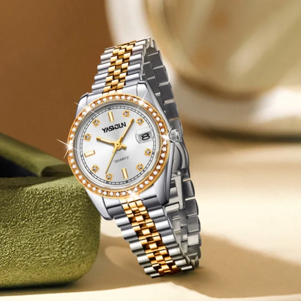 Fashion temperament women's watch automatic mechanical quartz watch waterproof luminous steel strip women's watch - Image 2
