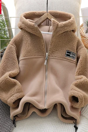 IYEAL Children's Jacket Coat Autumn Winter Warm Fleece Outerwear Boys Clothing Fleece Thickened Boy Clothes 4 8 to 10 years