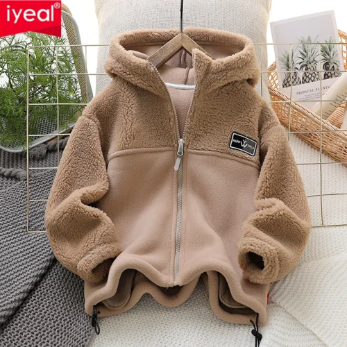 IYEAL Children’s Jacket Coat Autumn Winter Warm Fleece Outerwear Boys Clothing Fleece Thickened Boy Clothes 4 8 to 10 years